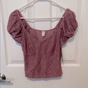 BP MED Pink Puff Sleeve Ruched Blouse